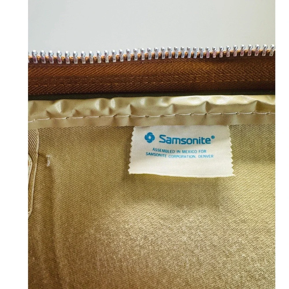 Vintage Samsonite Brown Faux Leather Carry On Luggage Travel Suitcase Retro